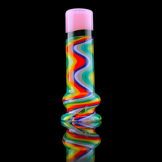 Striped Puffco Pivot Mouthpiece by Iridescent Glass