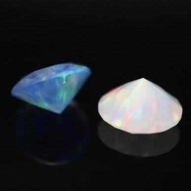 8mm Diamond Cut Opal (White and Blue)