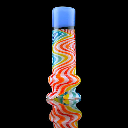 Striped Puffco Pivot Mouthpiece by Iridescent Glass