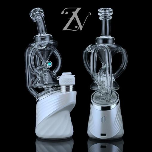 Hourglass Recycler Puffco Peak Attachment by Iridescent Glass