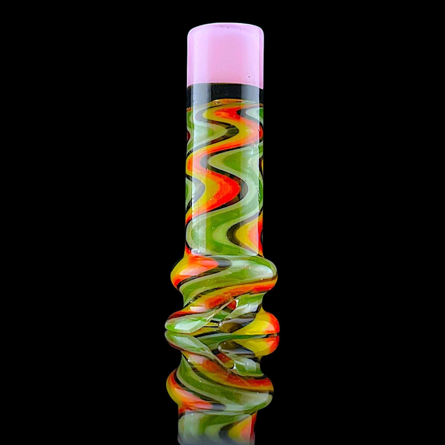 Striped Puffco Pivot Mouthpiece by Iridescent Glass
