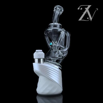 Hourglass Recycler Puffco Peak Attachment by Iridescent Glass