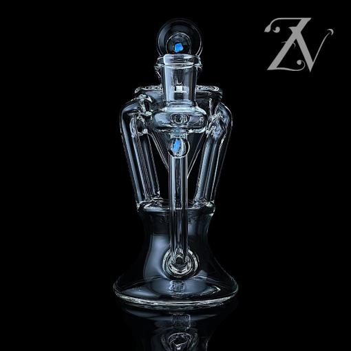 8" Clear Quadcycler w/ Double Opal by Iridescent Glass