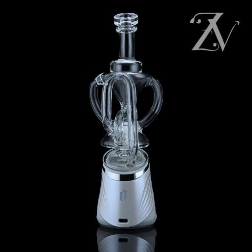 Hourglass Recycler Puffco Peak Attachment by Iridescent Glass