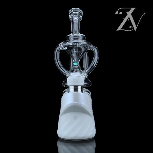 Hourglass Recycler Puffco Peak Attachment by Iridescent Glass