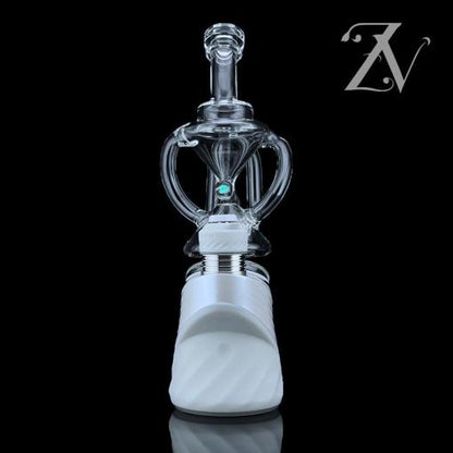 Hourglass Recycler Puffco Peak Attachment by Iridescent Glass