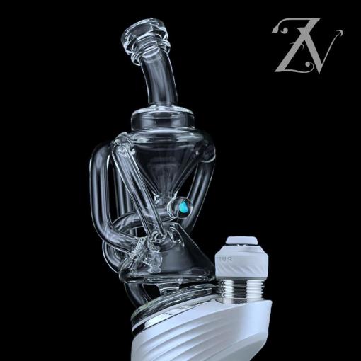 Hourglass Recycler Puffco Peak Attachment by Iridescent Glass