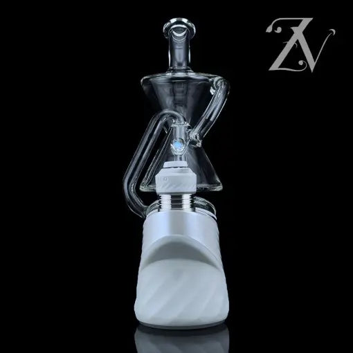 Eco Kickback Recycler Puffco Peak Attachment by Iridescent Glass