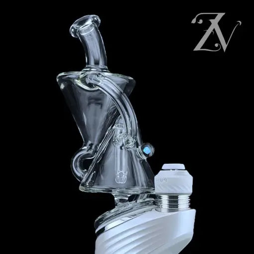 Eco Kickback Recycler Puffco Peak Attachment by Iridescent Glass