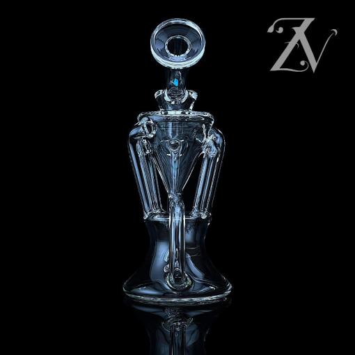 8" Clear Quadcycler w/ Double Opal by Iridescent Glass