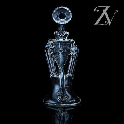 8" Clear Quadcycler w/ Double Opal by Iridescent Glass