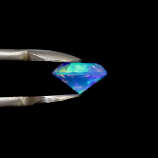 8mm Diamond Cut Opal (White and Blue)