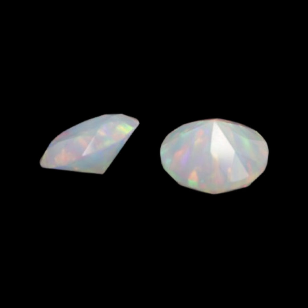 8mm Diamond Cut Opal (White and Blue)