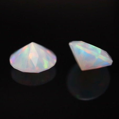 8mm Diamond Cut Opal (White and Blue)