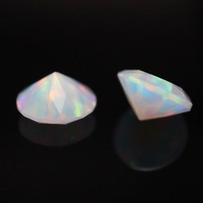 8mm Diamond Cut Opal (White and Blue)