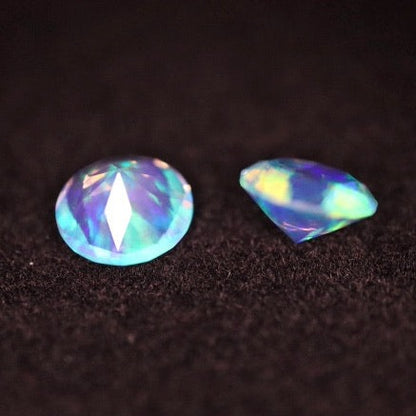8mm Diamond Cut Opal (White and Blue)